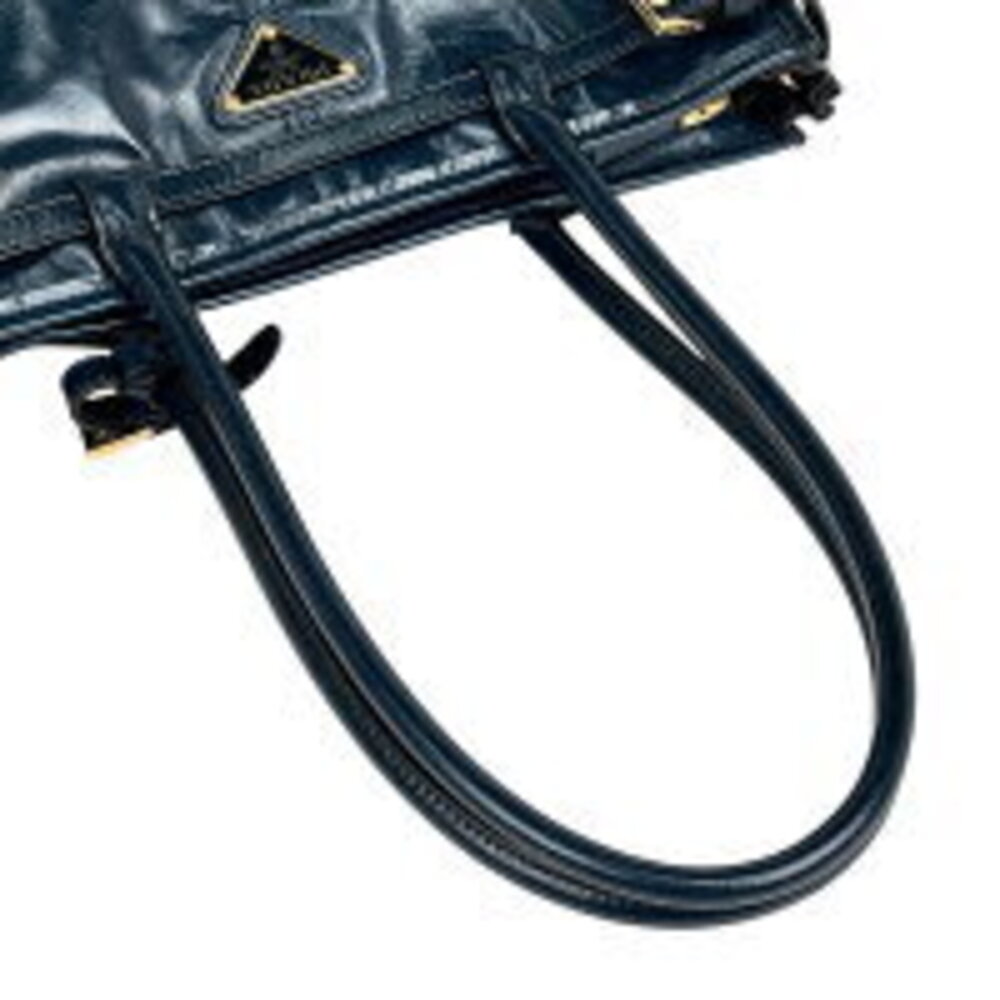 Prada Bonnie Handbag Logo Plate Shoulder Bag Blue Leather - Picture 6 of 8